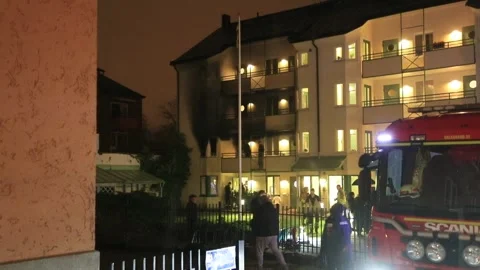 An apartment fire Stock Footage 195116902