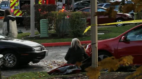 Apartment Fire Scene Stock Footage 10810697