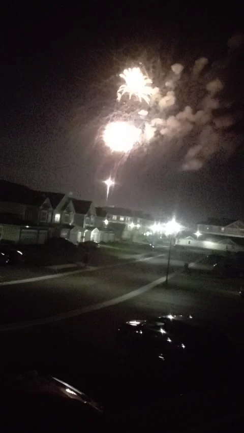 Apartment Fireworks Show During Nighttime Celebration Stock Footage 268503580