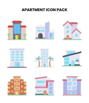 Apartment Flat Collection Icons Pack Stock Illustration