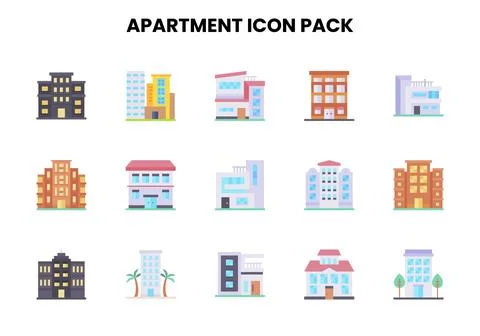 Apartment Flat Design Icons Pack Ilustración de archivo