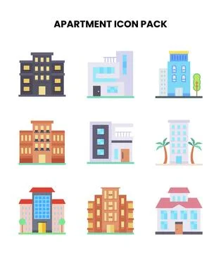 Apartment Flat Graphics Icons Pack Ilustración de archivo