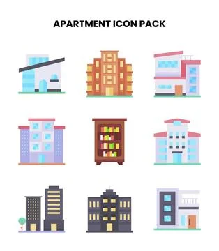 Apartment Flat Icons Pack Stock Illustration