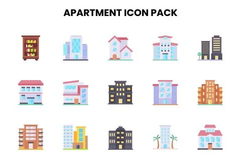 Apartment Flat Set Icons Pack Stock Illustration