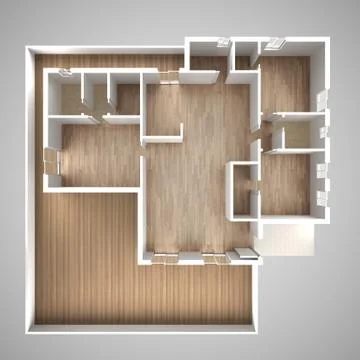 Apartment flat top view, plan, cross section interior design, architect desig Illustrazione stock