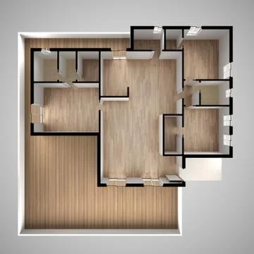 Apartment flat top view, plan, cross section interior design, architect desig Illustrazione stock