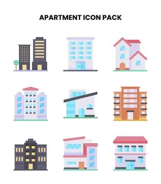 Apartment Flat Vector Icons Pack Stockillustratie