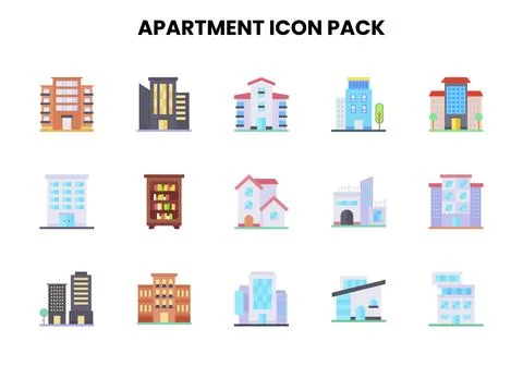 Apartment Flat Vector Icons Pack Stockillustratie