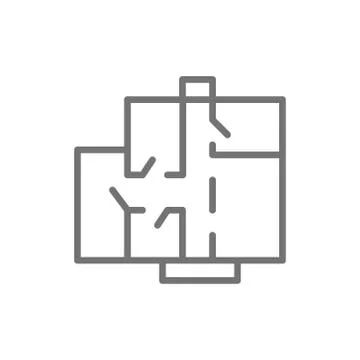 Apartment floor plan, architectural project line icon. Stock Illustration