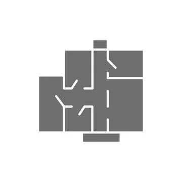 Apartment floor plan, architectural project grey icon. Stock-Illustration