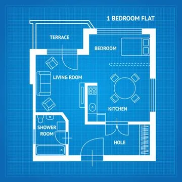 Apartment Floor Plan Blueprint. Vector Illustrazione stock