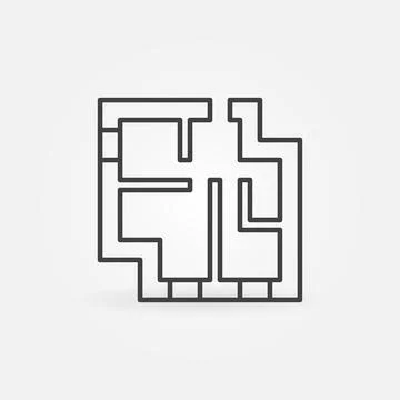 Apartment Floor Plan vector concept outline icon Stock Illustration