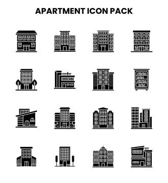Apartment Glyph Bundle Icons Pack Ilustración de archivo