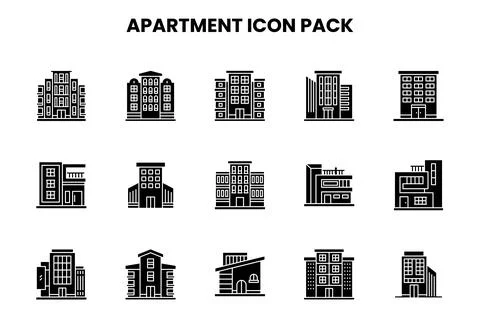 Apartment Glyph Vector Icons Pack Ilustración de archivo