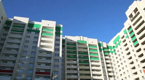 Apartment house on the sky background time lapse Stock Footage 62802263
