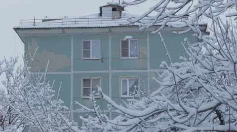 Apartment house, winter Stock Footage 46011374