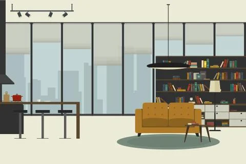 Apartment inside in flat style Stock Illustration