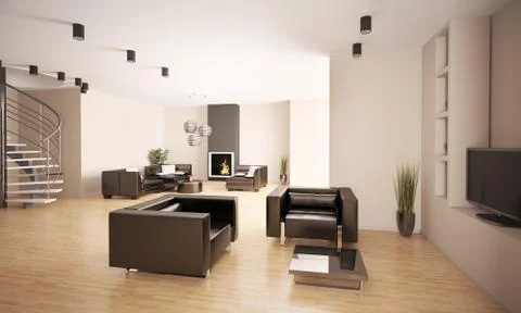 Apartment interior 3d Stock Illustration
