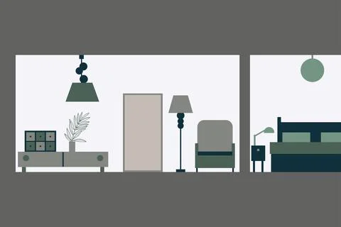 Apartment interior in cut. Stock Illustration
