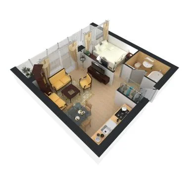 Apartment interior design - 3d floor plan Stock Illustration