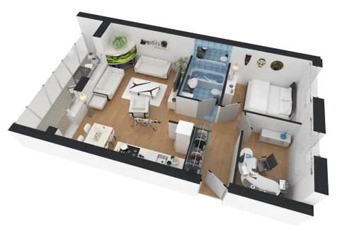 Apartment interior design - 3d floor plan Stock Illustration