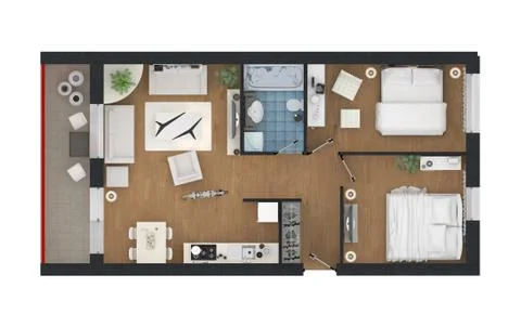 Apartment interior design - 3d floor plan Stock Illustration