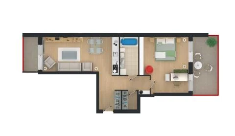 Apartment interior design - 3d floor plan Stock Illustration