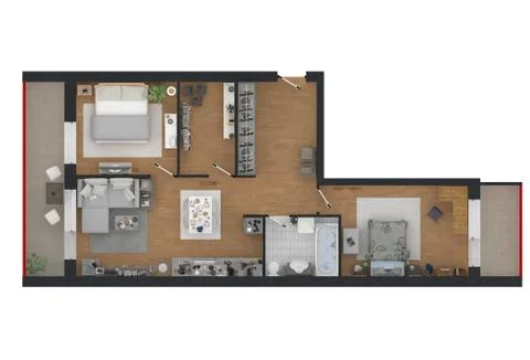 Apartment interior design - 3d floor plan Stock Illustration