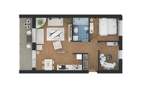 Apartment interior design - 3d floor plan Stock Illustration