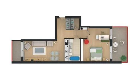 Apartment interior design - 3d floor plan Stock Illustration