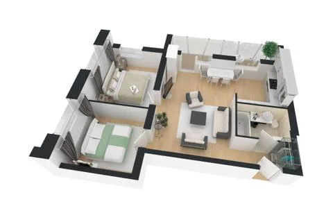Apartment interior design - 3d floor plan Stock Illustration