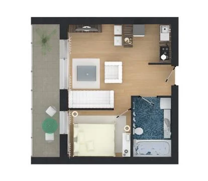 Apartment interior design - 3d floor plan Stock Illustration