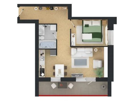 Apartment interior design - 3d floor plan Stock Illustration