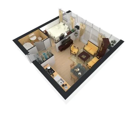 Apartment interior design - 3d floor plan Stock Illustration