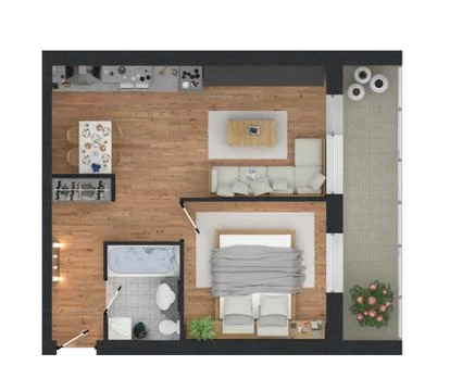 Apartment interior design - 3d floor plan Stock Illustration