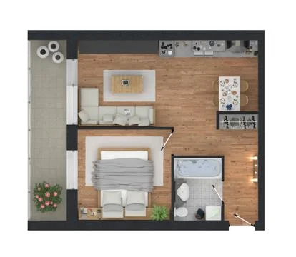 Apartment interior design - 3d floor plan Stock Illustration
