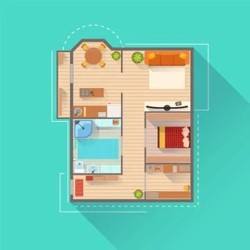 Apartment Interior Design Project View From Above Stock Illustration