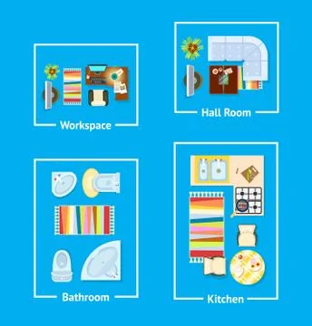Apartment Interior Design Vector Illustration Stock Illustration