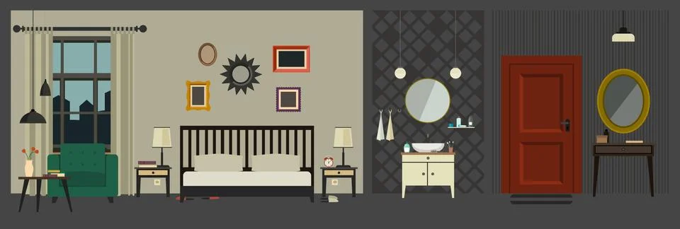 Apartment interior in flat style. Stock Illustration