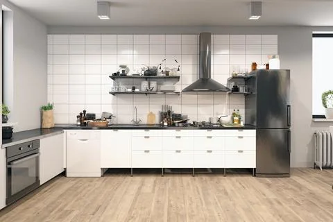 Apartment interior with kitchen. Stock Illustration