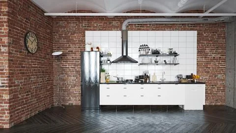 Apartment interior with kitchen. Stock Illustration