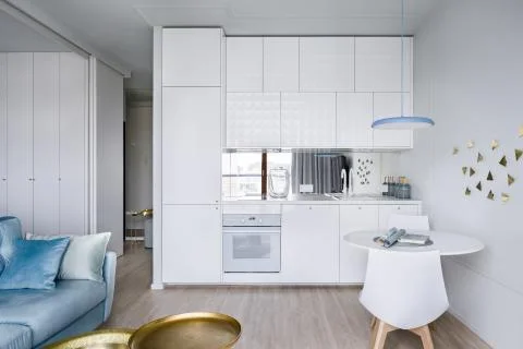 Apartment interior with kitchenette Stock Photos