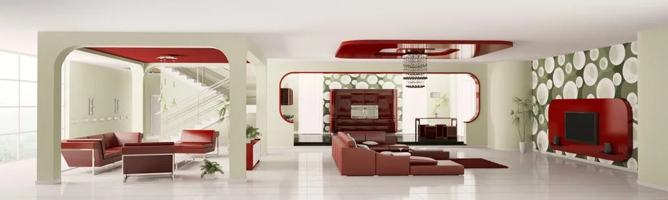 Apartment interior panorama 3d render Stock Illustration