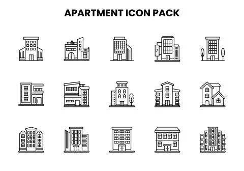 Apartment Line Set Icons Pack Ilustração Stock