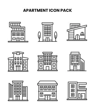 Apartment Line Vector Icons Pack Stock Illustration