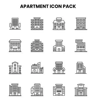 Apartment Line Vector Icons Pack Stock Illustration