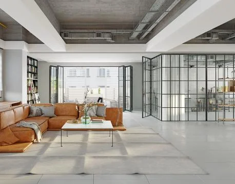 Apartment loft interior . 3d Stock Illustration