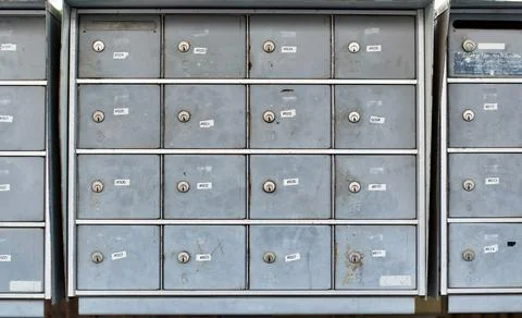 Apartment mailboxes in block format. Stock Photos