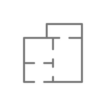Apartment map, house project, floor plan line icon. Stock Illustration