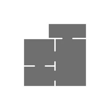 Apartment map, house project, floor plan grey icon. Stock Illustration